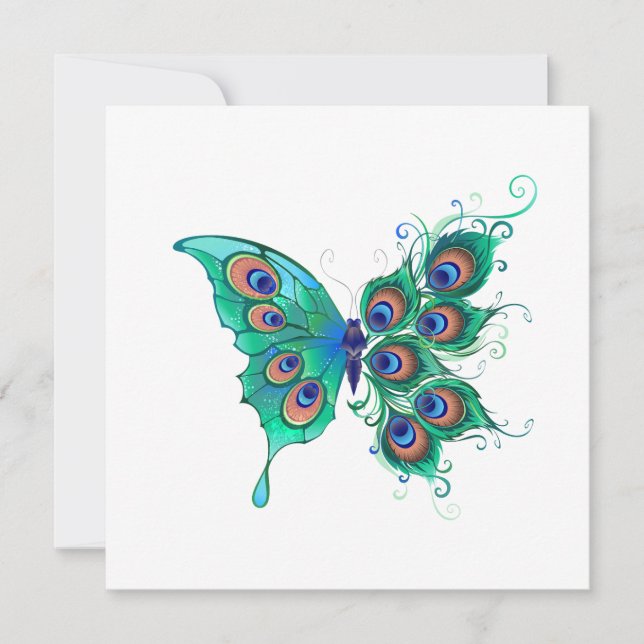 Butterfly med Grönt Peacock Feathers (Framsida)