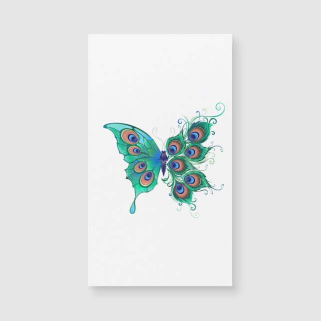 Butterfly med Grönt Peacock Feathers (Framsida)
