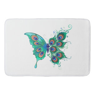 Butterfly med Grönt Peacock Feathers Badrumsmatta