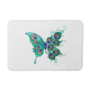 Butterfly med Grönt Peacock Feathers Badrumsmatta