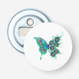 Butterfly med Grönt Peacock Feathers Flasköppnare