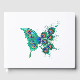 Butterfly med Grönt Peacock Feathers Gästböcker