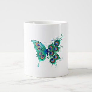 Butterfly med Grönt Peacock Feathers Jumbo Mugg