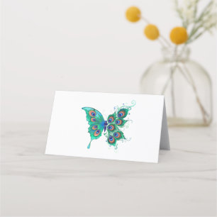 Butterfly med Grönt Peacock Feathers Lojalitetskort