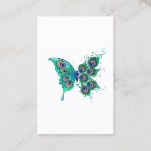 Butterfly med Grönt Peacock Feathers Lojalitetskort