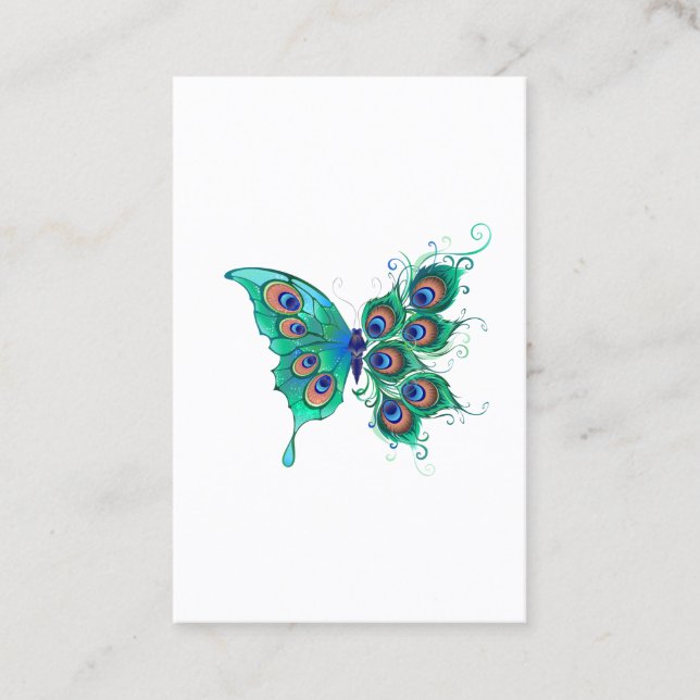 Butterfly med Grönt Peacock Feathers Lojalitetskort (Framsida)
