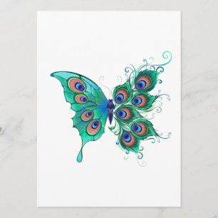 Butterfly med Grönt Peacock Feathers Meny