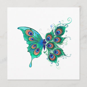 Butterfly med Grönt Peacock Feathers Meny