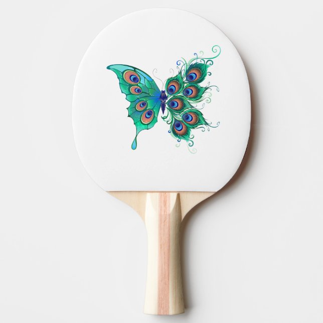 Butterfly med Grönt Peacock Feathers Pingisracket (Framsidan)