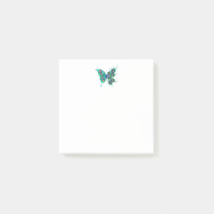 Butterfly med Grönt Peacock Feathers Post-it Block
