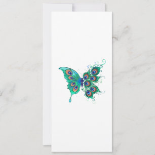 Butterfly med Grönt Peacock Feathers Spara Datumet