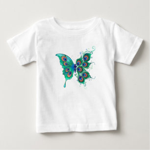 Butterfly med Grönt Peacock Feathers T Shirt