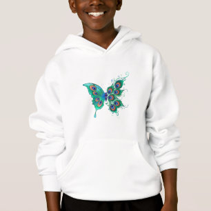 Butterfly med Grönt Peacock Feathers T Shirt