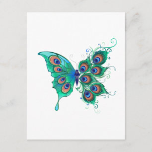 Butterfly med Grönt Peacock Feathers Tilläggskort