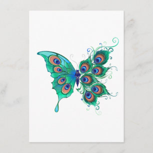 Butterfly med Grönt Peacock Feathers Tilläggskort