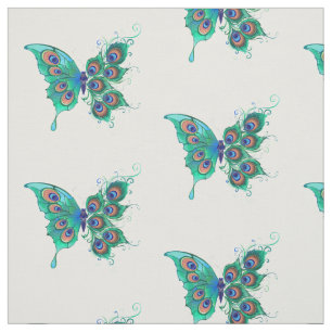 Butterfly med Grönt Peacock Feathers Tyg