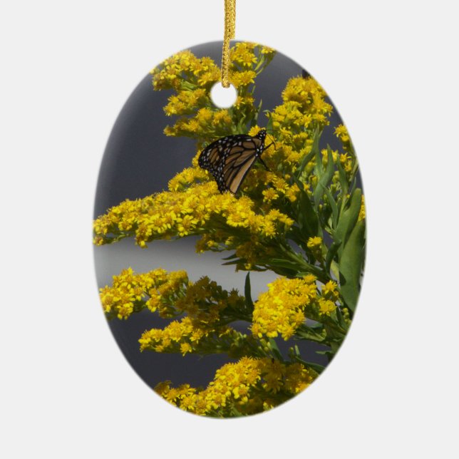 Butterfly med Gult Wildblommor Ornament (Framsidan)