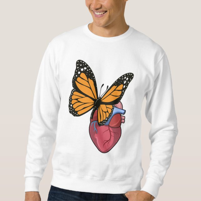 Butterfly med hjärta lång ärmad tröja (Framsida)