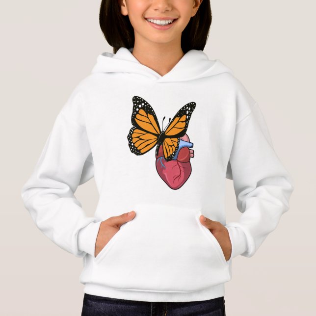 Butterfly med hjärta t shirt (Framsida)