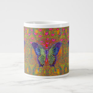 Butterfly med hjärtformade mönster jumbo mugg