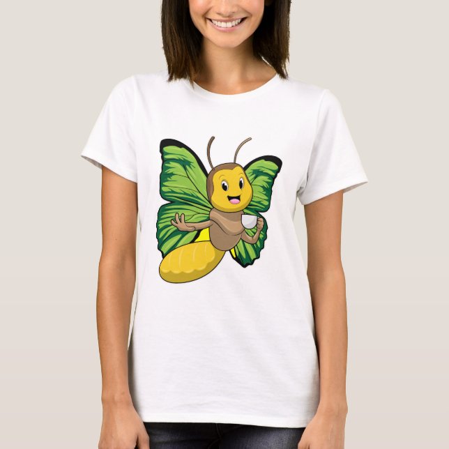 Butterfly med Kopp i kaffe T Shirt (Framsida)