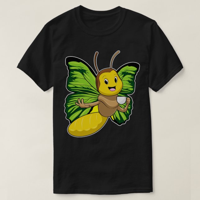 Butterfly med Kopp i kaffe T Shirt (Design framsida)