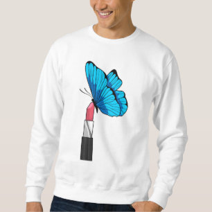 Butterfly med Lipstick Lång Ärmad Tröja