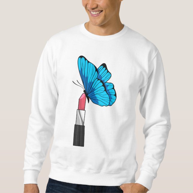 Butterfly med Lipstick Lång Ärmad Tröja (Framsida)