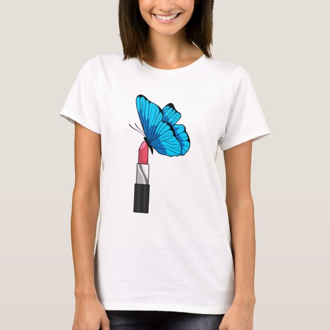 Butterfly med Lipstick T Shirt (Framsida)