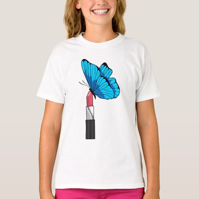 Butterfly med Lipstick T Shirt (Framsida)