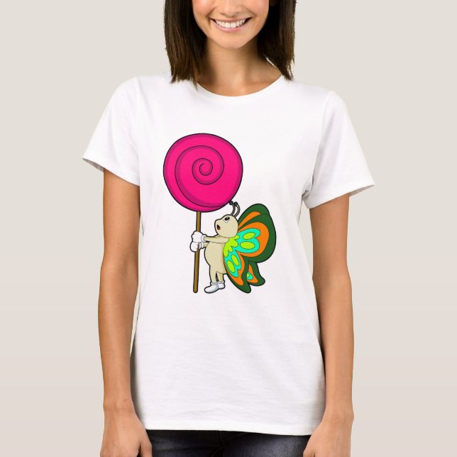 Butterfly med Lollipop T Shirt (Framsida)