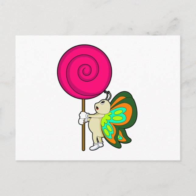 Butterfly med Lollipop Vykort (Framsida)