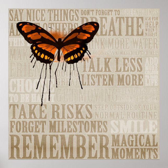 Butterfly med Ord Poster (Framsidan)