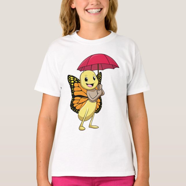 Butterfly med Parbrella T Shirt (Framsida)