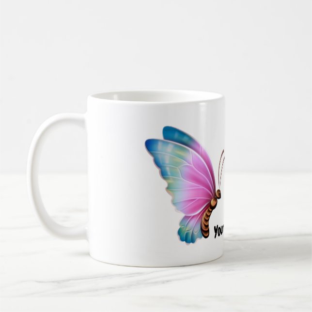 Butterfly med redigerbar text kaffemugg (Vänster)