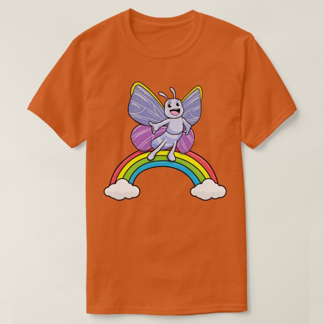 Butterfly med regnbåge och moln t shirt (Design framsida)