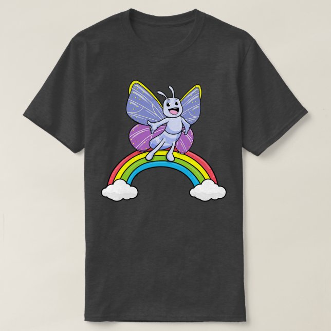 Butterfly med regnbåge och moln t shirt (Design framsida)
