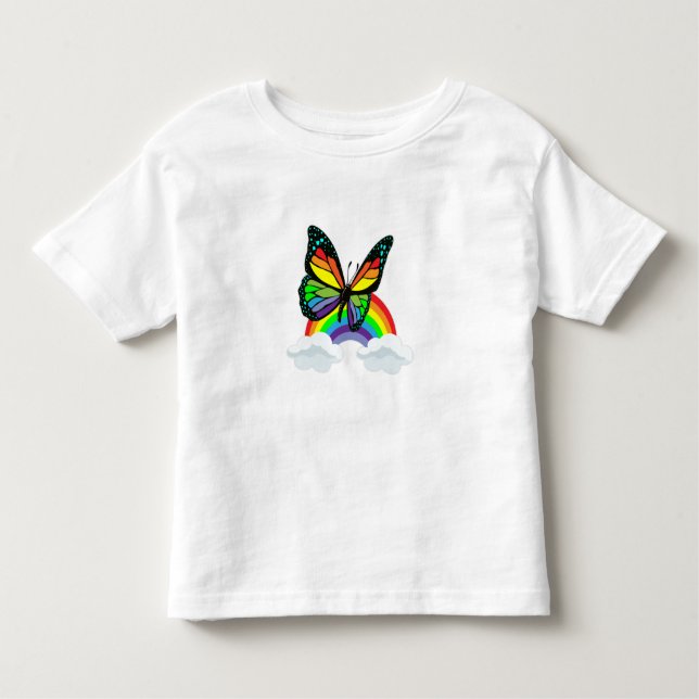 Butterfly med regnbåge t shirt (Framsida)