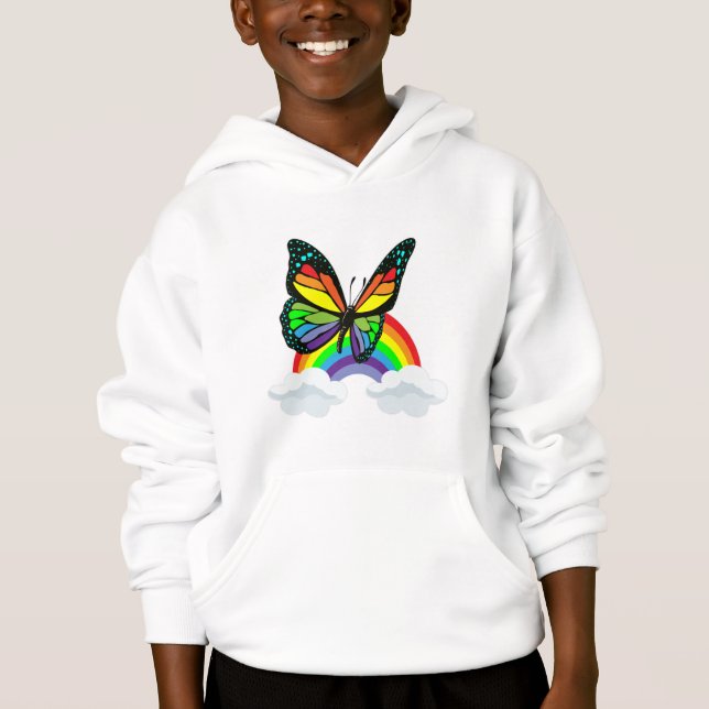 Butterfly med regnbåge t shirt (Framsida)