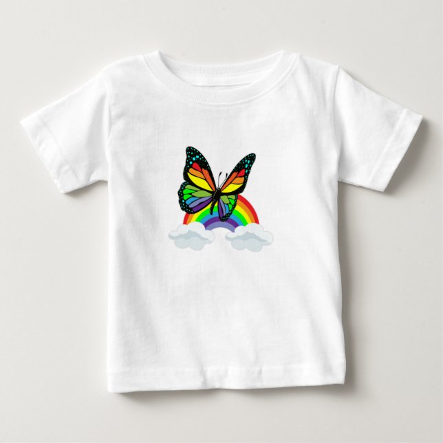 Butterfly med regnbåge t shirt (Framsida)
