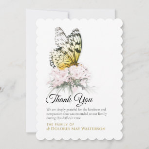 Butterfly med Rosa Flower Sympathy Tack, tack Inbjudningar