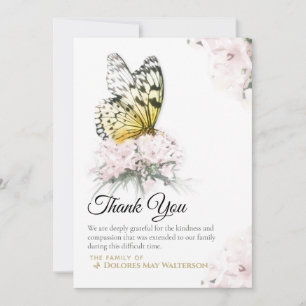 Butterfly med Rosa Flower Sympathy Tack, tack Inbjudningar