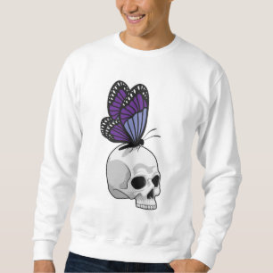 Butterfly med Skull Lång Ärmad Tröja