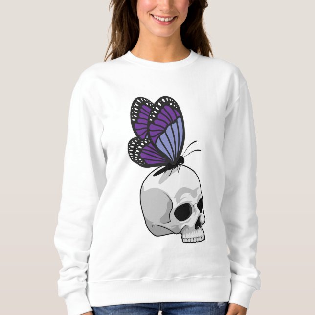 Butterfly med Skull T Shirt (Framsida)