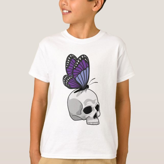 Butterfly med Skull T Shirt (Framsida)