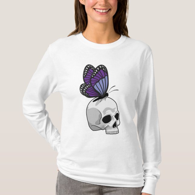 Butterfly med Skull T Shirt (Framsida)