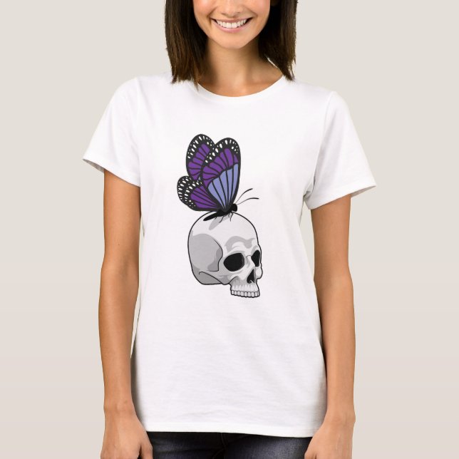 Butterfly med Skull T Shirt (Framsida)