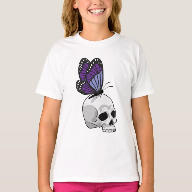Butterfly med Skull T Shirt (Framsida)