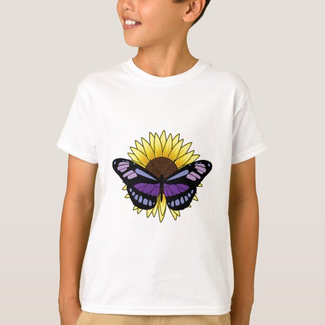 Butterfly med solros t shirt (Framsida)