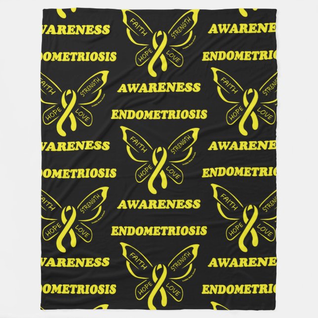 Butterfly/Medvetenhet ...Endometriosis Fleece Blan (Framsidan)